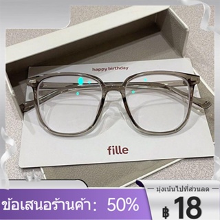 ●◕สีน้ำตาลเย็น out of stock! Gentle and niche retro square frame can be matched with degree plain light myopia glasses f