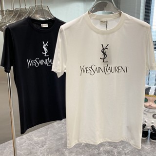 เสื้อยืดแขนสั้น พิมพ์ลาย Yves Saint Laurent แฟชั่นฤดูใบไม้ผลิ และฤดูร้อน สําหรับผู้ชาย และผู้หญิง