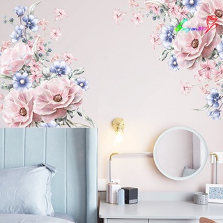 【AG】2Pcs/Set Wall Sticker Decorative High Stickiness PVC Pink Peony Decal for Public Places