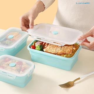 Calciwj 350/500/800/1200ML Lunch Container Foldable Microwavable Removable Lid Good Sealing Fresh-keeping Food Container