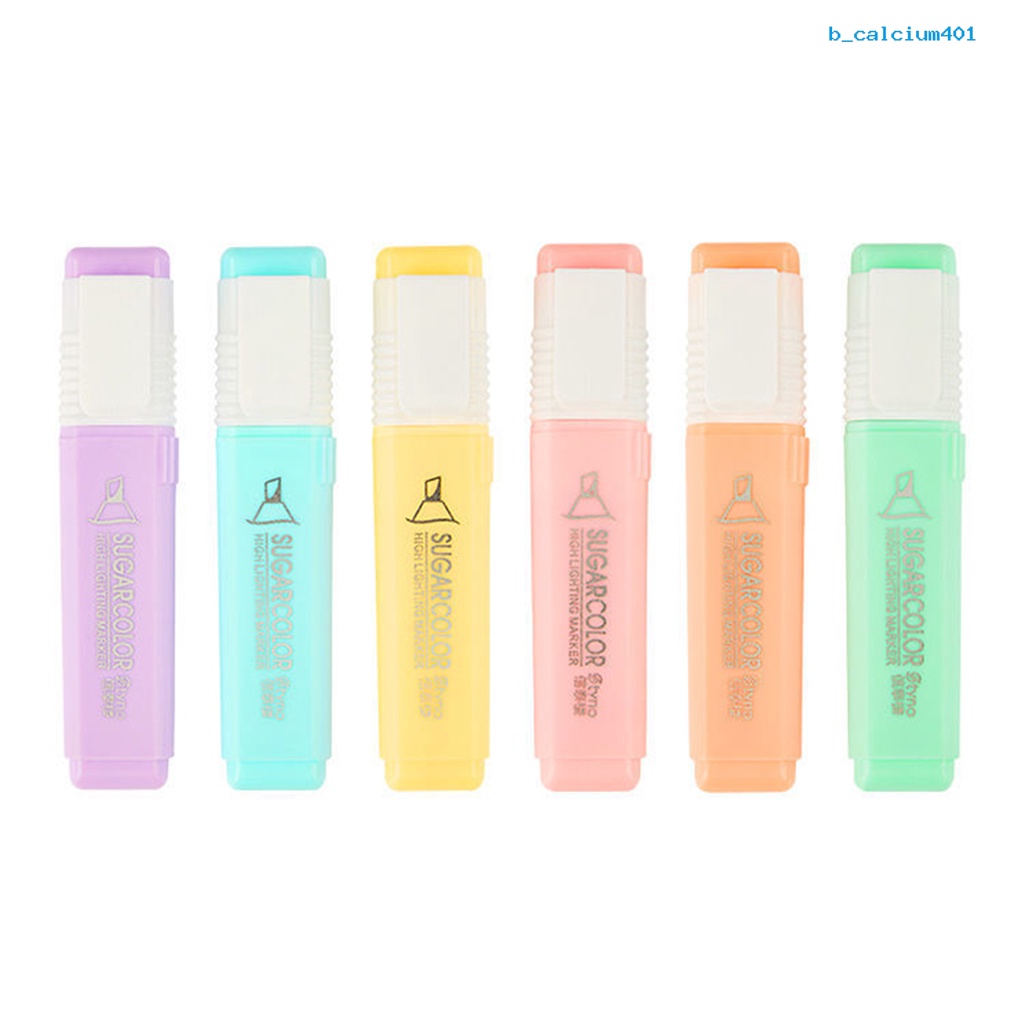 calciwj-6pcs-set-candy-color-high-chisel-top-portable-no-bleed-quick-drying-students-fluorescent