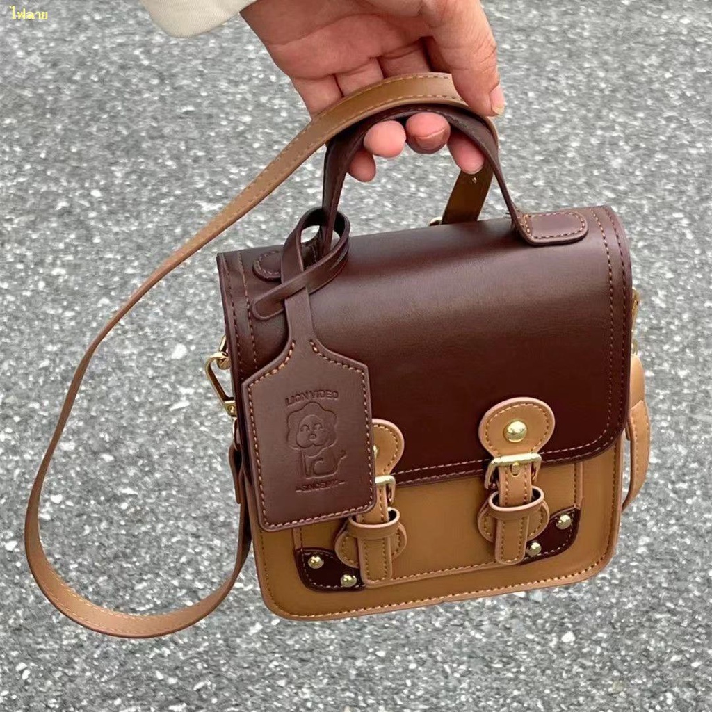 สปอตสินค้า-retro-small-bag-2023-new-fashion-style-one-shoulder-handbag-versatile-messenger-small-square-bag-female
