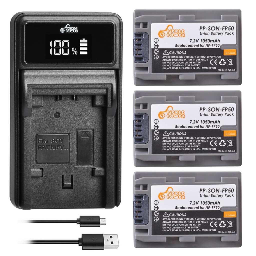 Caricatore Doppio USB Per Batterie Sony NP-FP50, NP-FP90 E Altri Modelli - Ricarica Rapida