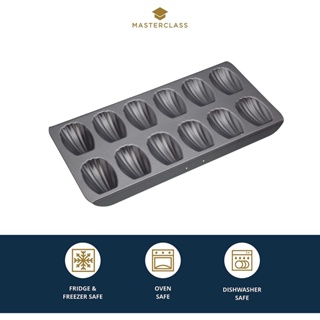 MasterClass 12 Hole Cake Mould Madeleine Tray With PFOA Free Non Stick And Robust 1mm Carbon Steel ถาดอบขนม 12 หลุม