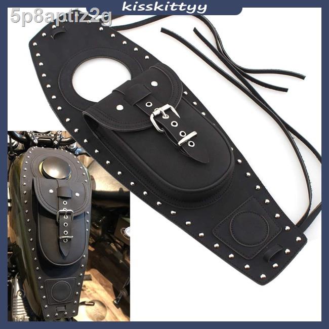 Motorcycle Fuel Tank Bag Gas Tank Pad Cover Black Artificial Leather