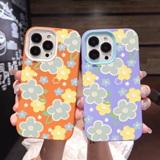 3 in 1 เคสโทรศัพท์มือถือ ซิลิโคน ลายภาพวาดสีน้ํามัน รูปดอกไม้ สําหรับ iPhone 14Promax 13 12 11 7Plus X XR