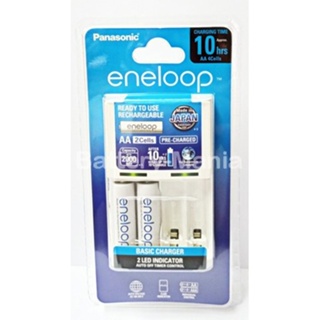 panasonic eneloop basic charger 10HR พร้อมถ่าน AA 2 ก้อน Made in Japan ของแท้ ผลิตปี 2022 เดือน 9 batterymania