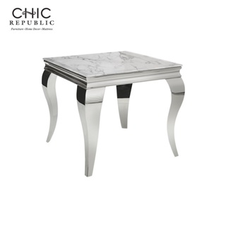 Chic Republic SANTIAGO-CH/60 MARBLE,โต๊ะข้าง - สี ขาว/ชุบโครเมี่ยม