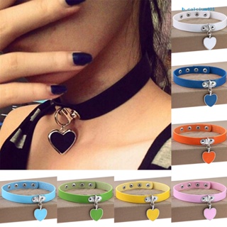 Calciumsp Punk Gothic Women Love Heart Pendant Faux Leather Choker Collar Necklace Bracelet