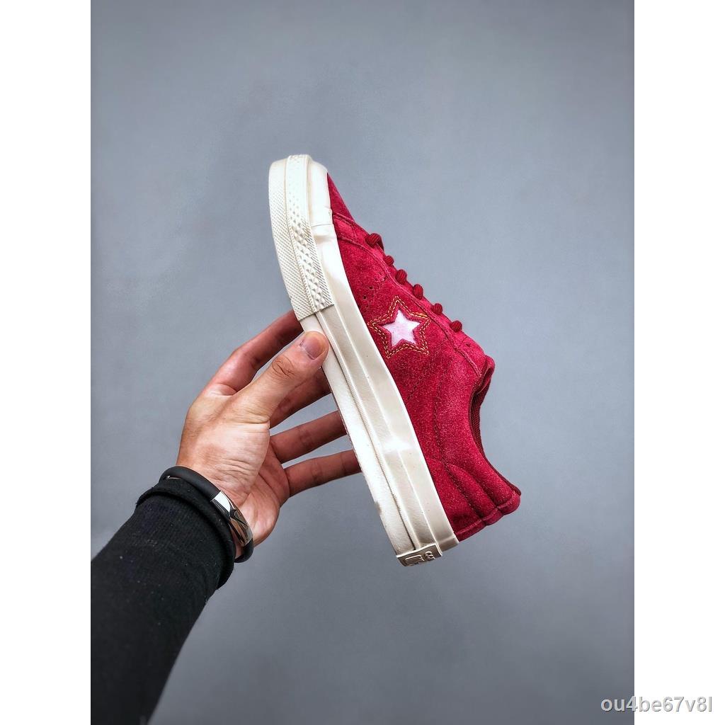 converse-one-star-top-vulcanized-process-suede-สีดำวันวาเลนไทน์จำกัด-love-sole-รองเท้าผ้าใบผู้ชายรองเท้าผู้หญิงกีฬาเทน