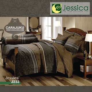 JESSICA ชุดผ้าปูที่นอน พิมพ์ลาย Graphic J233 สีน้ำตาล #เจสสิกา ชุดเครื่องนอน ผ้าปู ผ้าปูเตียง ผ้านวม ผ้าห่ม กราฟิก