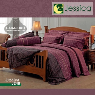 JESSICA ชุดผ้าปูที่นอน พิมพ์ลาย Graphic J248 สีแดง #เจสสิกา ชุดเครื่องนอน ผ้าปู ผ้าปูเตียง ผ้านวม ผ้าห่ม กราฟิก