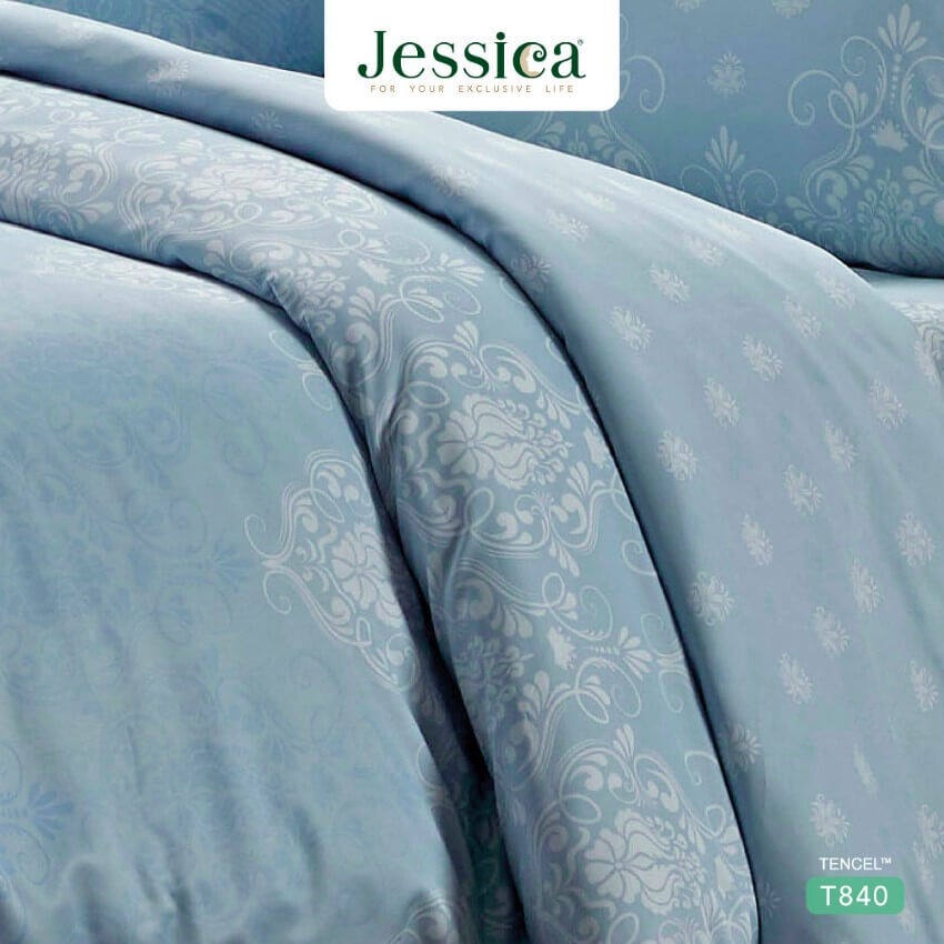 jessica-ชุดผ้าปูที่นอน-พิมพ์ลาย-graphic-t840-tencel-500-เส้น-สีฟ้า-เจสสิกา-ชุดเครื่องนอน-ผ้าปู-ผ้าปูเตียง-ผ้านวม