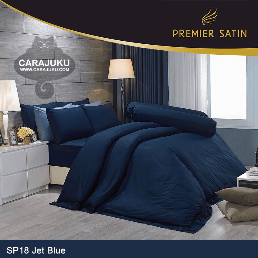 premier-satin-ชุดผ้าปูที่นอน-สีน้ำเงินกรมท่า-jet-blue-sp18-ซาติน-ชุดเครื่องนอน-ผ้าปู-ผ้าปูเตียง-ผ้านวม-ผ้าห่ม-สีพื้น