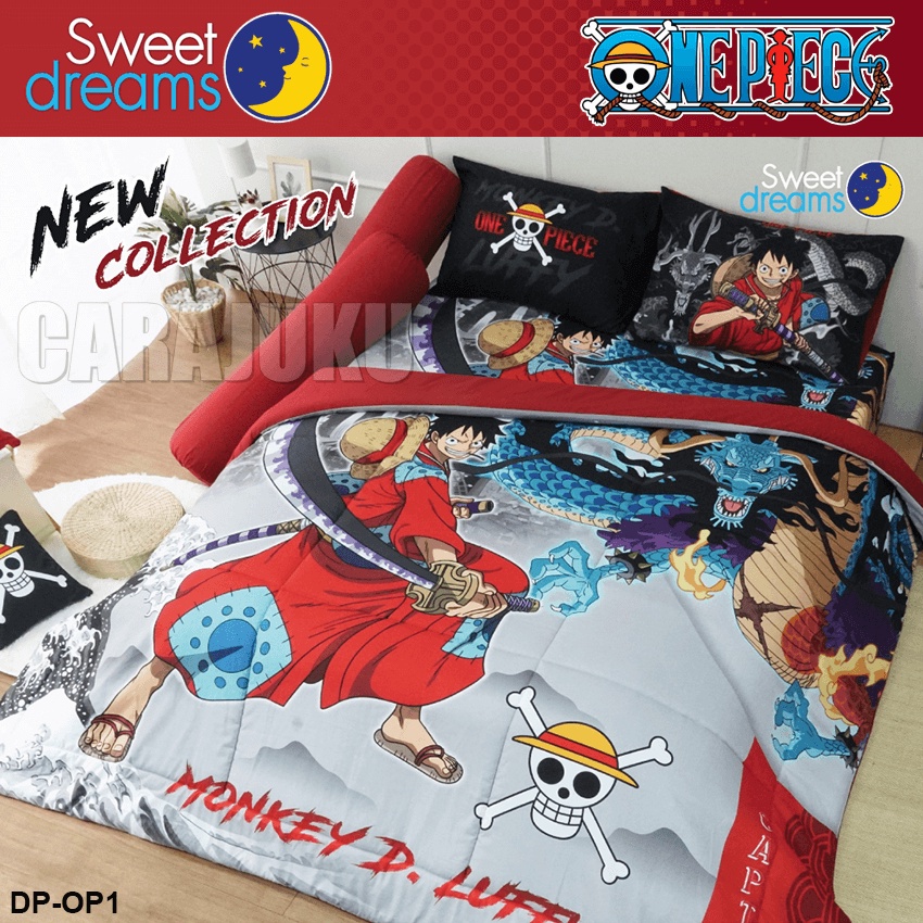 sweet-dreams-ชุดผ้าปูที่นอน-วันพีช-one-piece-dp-op1-digital-print-สีแดง-ชุดเครื่องนอน-ผ้าปู-ผ้าปูเตียง-ผ้านวม-วันพีซ