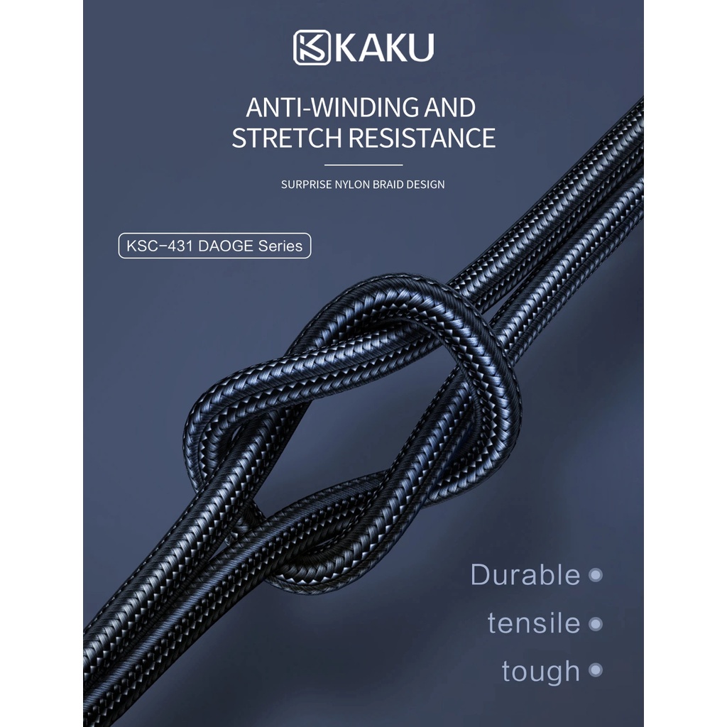 hot-สายชาร์จkaku-ksc-431-ชาร์จเร็ว3-2a-สายผ้า-แข็งแรง-ksc-431-daoge-aluminum-alloy-fast-charging-data-cable