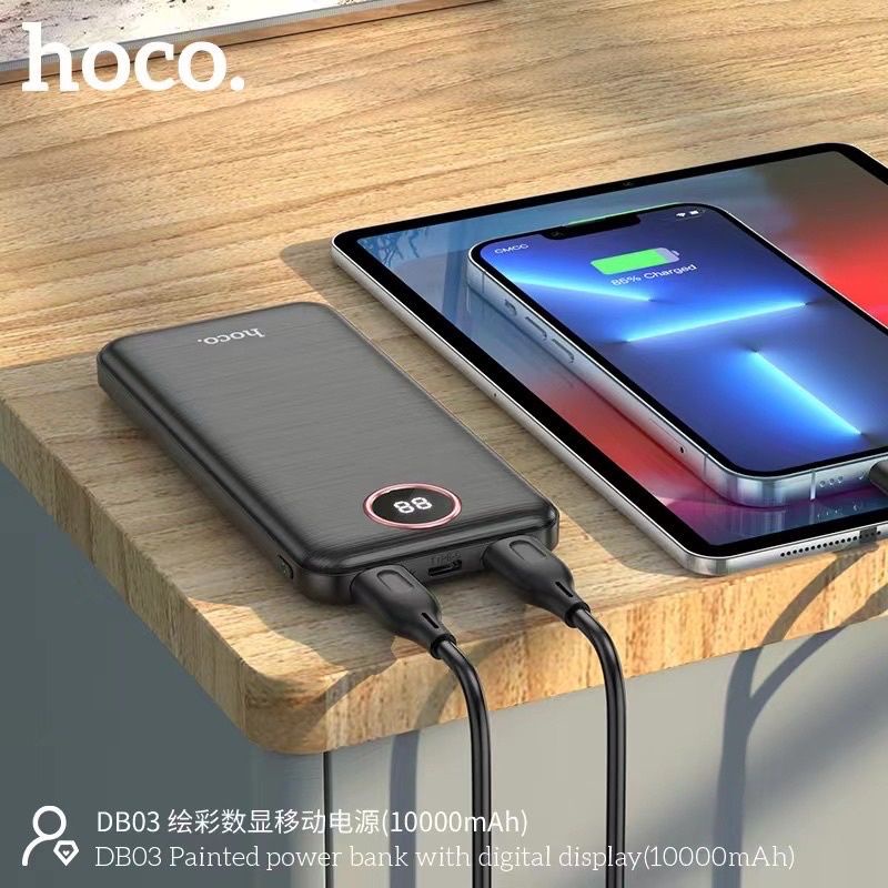 hoco-db03-แบตสำรอง10000mah-3input-พร้อมled-รุ่นใหม่-ล่าสุด-ของแท้100