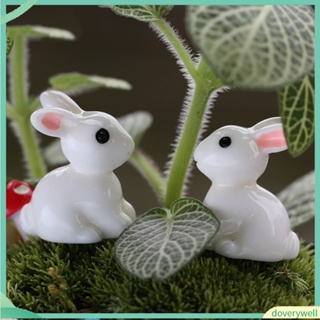 (Doverywell) 10Pcs Lovely Rabbit Resin Crafts Miniature Bonsai Plants Landscape Garden Decor