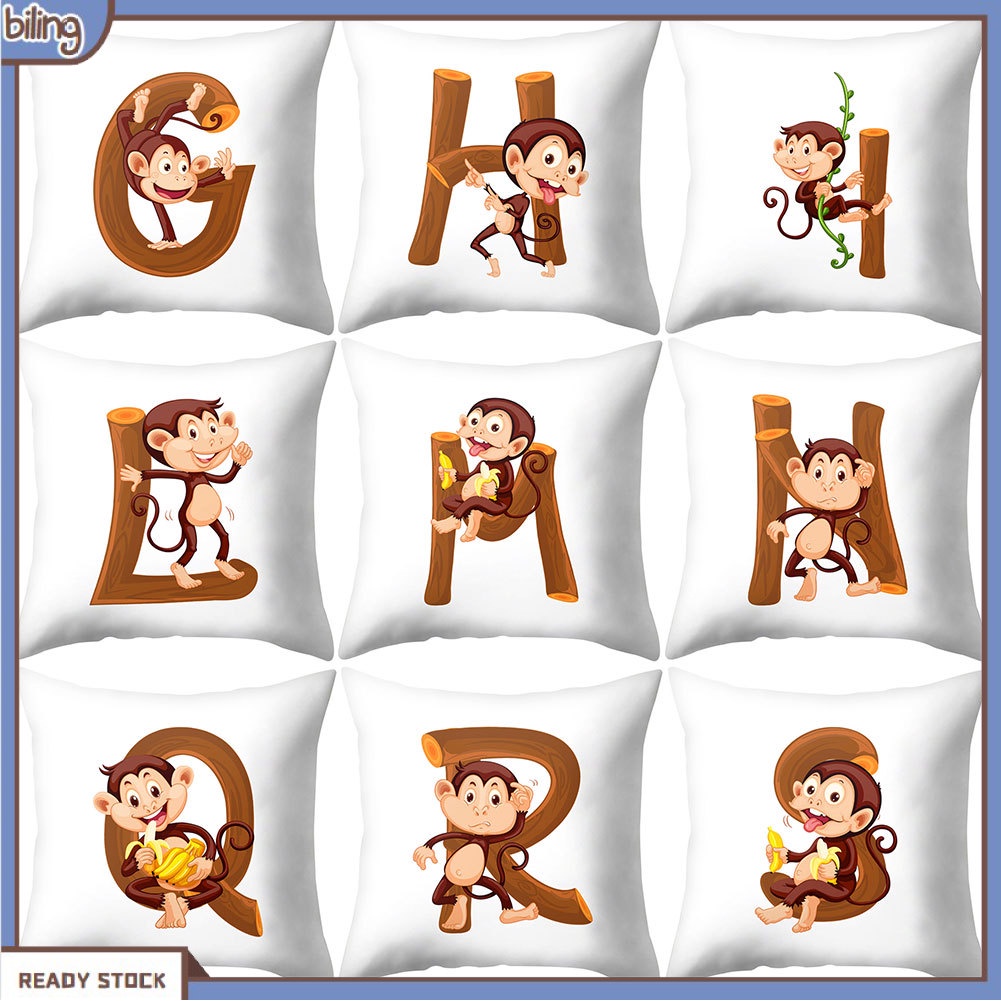 jjzt-ปลอกหมอนอิง-ลายลิง-ตัวอักษรภาษาอังกฤษ-สําหรับตกแต่งโซฟา-รถยนต์-คาเฟ่-ออฟฟิศ