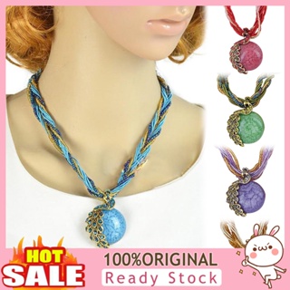 [B_398] Bohemian Women Rhinestone Inlaid Round Faux Opal Necklace Gift