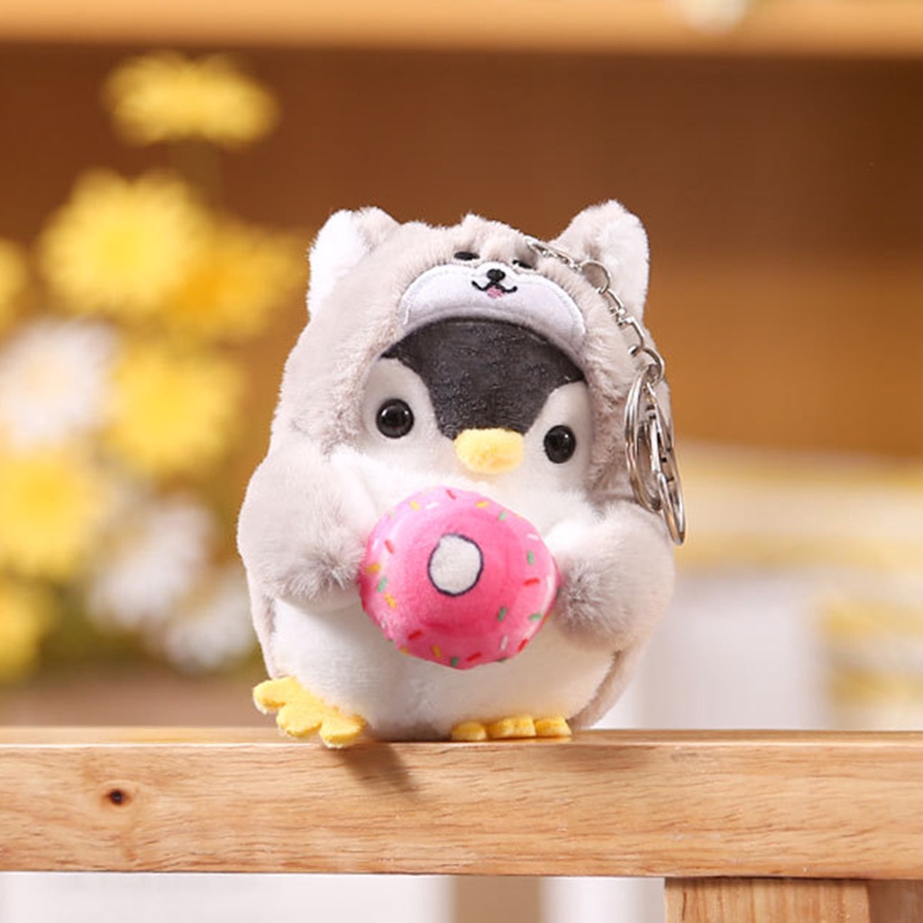 b-398-10cm-plush-keychain-cute-cross-dressing-penguin-doll-toy-stuffed-doll-plush-pendant-toy-girl-gifts