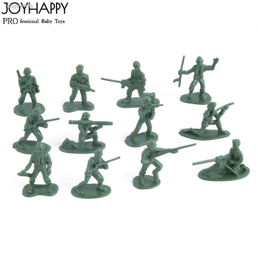 Military Plastic Toy Soldiers Army Men Figures 12 Poses Gift / green