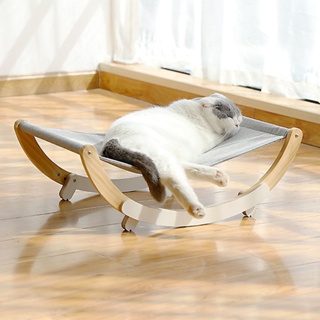 เปลญวนอเนกประสงค์แบบ2 In 1,เก้าอี้ปูเตียงแมวใช้สำหรับสัตว์เลี้ยงเก้าอี้เขย่าได้ระบายอากาศกันลื่นสำหรับบ้านแมวเก้าอี้ไม้เ