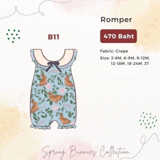 BabenistA Spring Bunnies: B11 Girl Romper Tiffany Blue