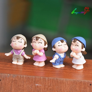 【AG】2Pcs Boy Girl Kids Couple Miniature Ornament Craft Landscape Dollhouse Decor
