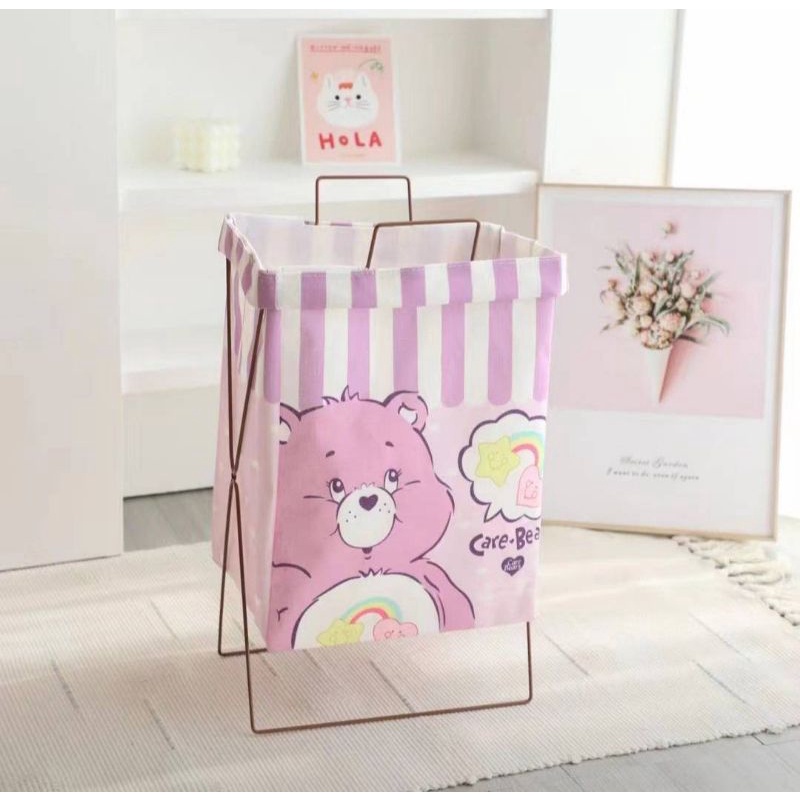 ตะกร้าผ้า-care-bear-มาใหม่-พร้อมขาตั้งและที่หิ้ว-พับเก็บได้-ขนาด-28-20-48-cm-มี-4-ลาย-ราคาใบละ-179-บาท