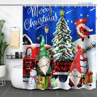 Calcium Christmas Shower Curtain Clear Pattern Printed Non-fading Festive Holiday Bathroom Decoration Colorful Shower