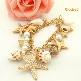 HOT_ Beach Bracelet สร้อยข้อมือชายหาดโซ่ชุบทองหลายสไตล์ปรับได้