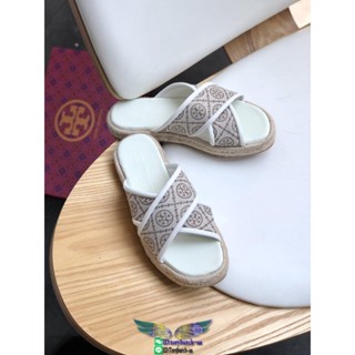 Tory Burch female canvas flat slipper sandy beach flat sandal casual summer footwear size35-40