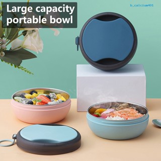 Calciwj 1 Set 500ml Bento Box Large Capacity Double Layer Portable Built-in Cutlery Lunch