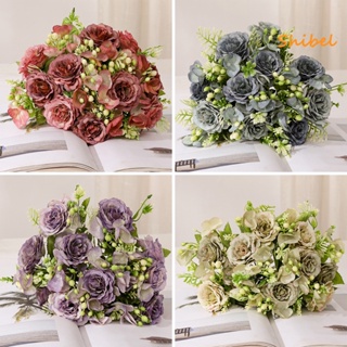 HOT_ 1 ดอกไม้ประดิษฐ์ดูสมจริง 5 ส้อมดอกโบตั๋นดอกไม้งานแต่งงานตกแต่งบ้าน