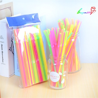【AG】100Pcs/Set Drink Straw Bendable Wide Application PP Colorful Long Stick for