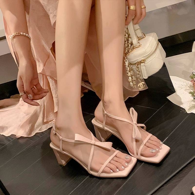 รองเท้าส้นสูง-สีชมพู-สไตล์ฝรั่งเศส-แฟรี่-แฟชั่นฤดูร้อน-สําหรับผู้หญิง