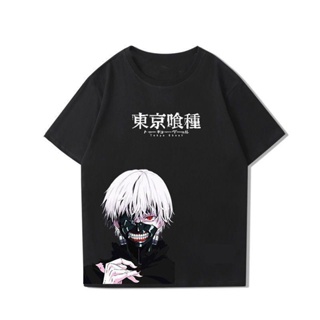 แนวโน้ม เสื้อยืด ❧❣เสื้อยืดแขนสั้นอะนิเมะ Tokyo Ghoul Kaneki Ken พิมพ์ลายอินเทรนด์ฤดูร้อนใหม่เสื้อยืดอะนิเมะที่ส่องแสงที