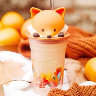 Starbucks สินค้าใหม่ แก้วน้ําทนความร้อน ลายสุนัขจิ้งจอก ใบเมเปิ้ลน่ารัก ขนาด 355 มล.