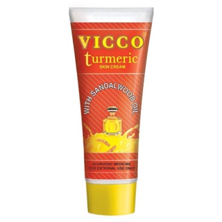 vicco-Turmeric skin cream with turmeric and sandalwood oil เพื่อสุขภาพ และผิวใส เหมาะกับทุกสภาพผิว ธรรมชาติ 100% 50g