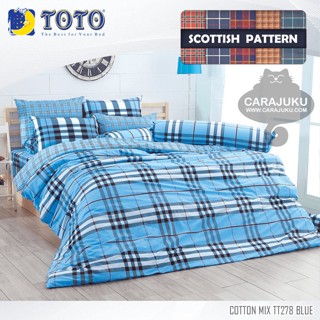 TOTO (ชุดประหยัด) ชุดผ้าปูที่นอน+ผ้านวม ลายสก็อต Scottish Pattern TT278 BLUE สีน้ำเงิน #โตโต้ ชุดเครื่องนอน ผ้าปูที่นอน