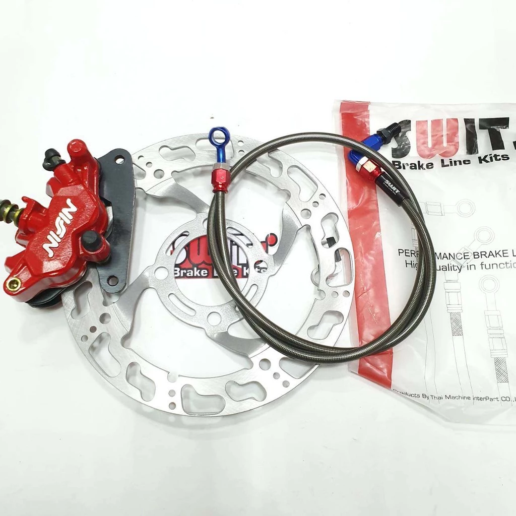 ปั๊มล่าง โลโก้นูน สีแดง + จานเจาะ ลายเท้า Wave 125R, 125S, 125i