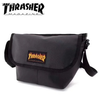 ❤❤❤ღღTHRASHER Classic Flame Letter Print LOGO Casual Waist Bag Chest Bag Messenger Bag Shoulder Bag