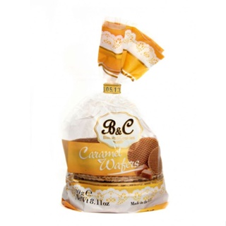 วาฟเฟิลคาราเมลนำเข้าจากเบลเยี่ยมแผ่นเล็ก B&C Belgium Mini Caramel Waffle 200g.