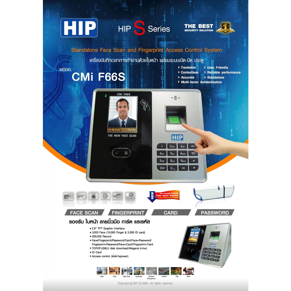 เครื่องสแกนหน้าและนิ้ว-hip-cmi-f66s-face-scan-and-fingerprint-access-control-ประกันสินค้า-2-ปี