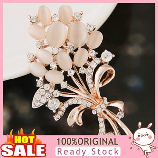 [B_398] Women Vintage Rhinestone Opal Flower Brooch Pin Scarf Accessory