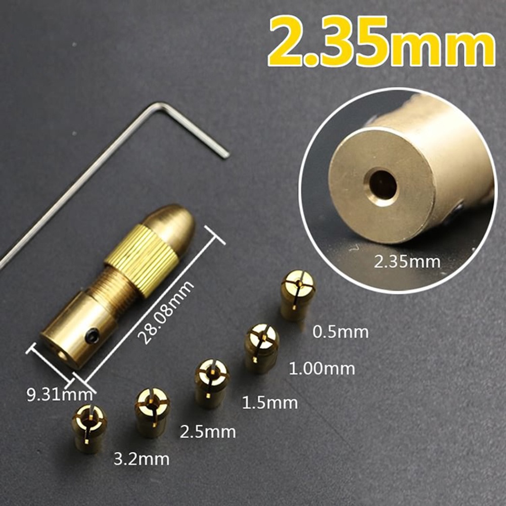 b-398-7pcs-brass-micro-twist-hobby-model-tool-metal-chuck-drill-collet-set