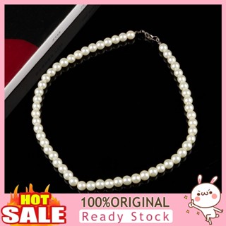 [B_398] Necklace 8mm Imitation Pearls Women Metal Lobster Necklace for Dating