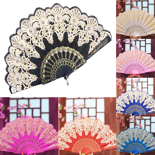 b-398-ethnic-style-dance-party-golden-tone-hand-held-flower-folding-fan