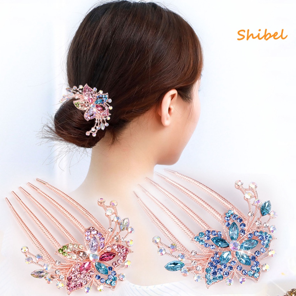 hot-rhinestone-หวีผม-anti-slip-elegant-ผมจัดแต่งทรงผมอุปกรณ์เสริม-leaf-เจ้าสาวคริสตัลเครื่องประดับผมความงาม